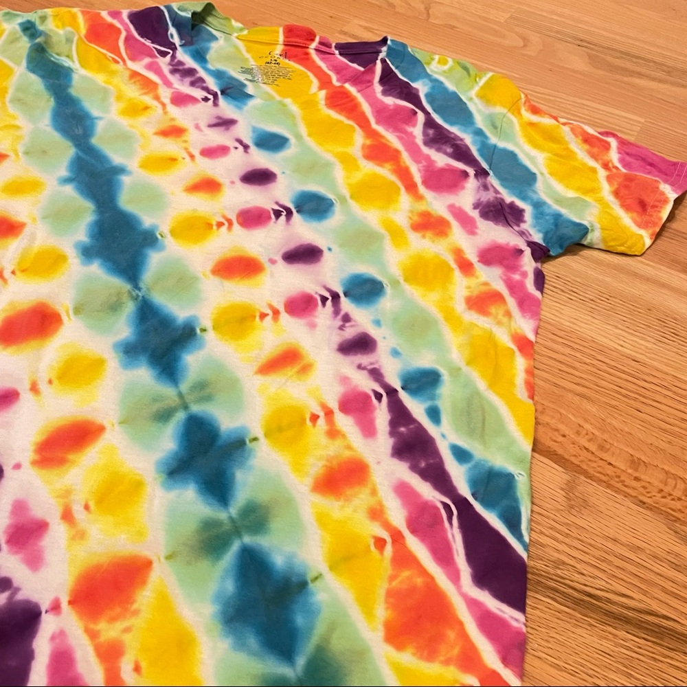 Tiedye rainbow pride tshirt honeycomb unisex L - Picture 4 of 5